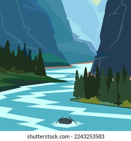 Nature and landscape.River vector illustrations. Pictures for posters, postcards or covers.