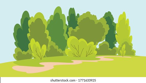 Nature lanscape with tree. Family hiking