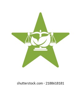 Nature Law Firm star shape concept Logo design template. Green Scales logo concept.