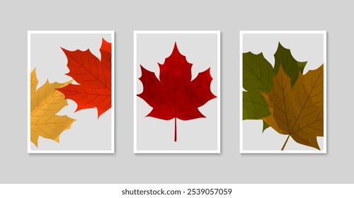 Fondo de arte de hoja de Naturaleza. Abstractas diseño de arte de hojas de otoño para póster, decoración de paredes, Fondo de pantalla y Anuncio. Ilustración vectorial