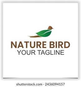 Nature Leaf Bird Logo Design Template