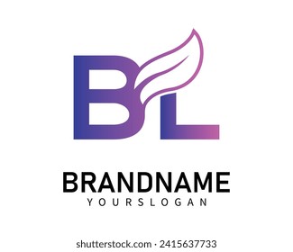 Nature leaf bl letter logo design vector template