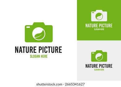 Nature leaf camera logo design template vector illustration idea