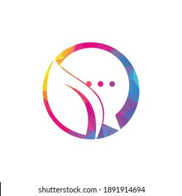 Nature leaf chat logo design. Leaf chat logo design template.