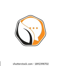 Nature leaf chat logo design. Leaf chat logo design template.