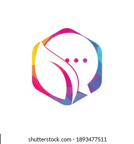Nature leaf chat logo design. Leaf chat logo design template.