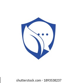 Diseño del logo de la charla de la hoja de la naturaleza. Plantilla de diseño del logotipo de chat de hoja.