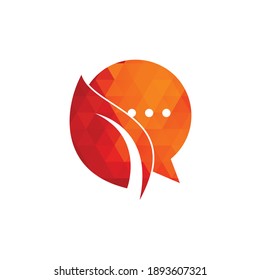 Nature leaf chat logo design. Leaf chat logo design template.