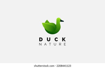 Nature Or Leaf Duck logo vector illustration design template