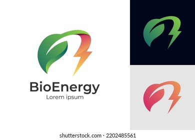 nature leaf electric logo vector symbol elements design with green leaf and thunderbolt icon concept for nature power electric logo template