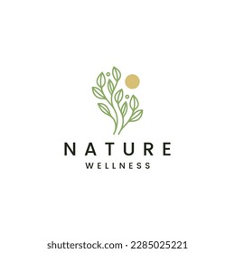 Nature leaf flower growth logo icon design template. Luxury, beauty, cosmetic, spa, flat vector