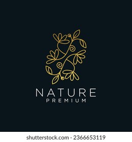 Nature leaf flower growth logo icon design template. Luxury, beauty, cosmetic, spa, flat vector