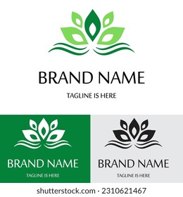 Nature leaf flower logo template	

