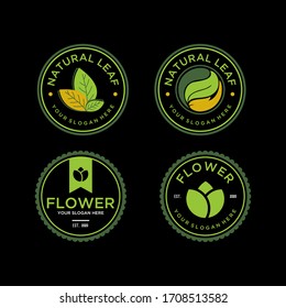 nature leaf and flower vintage logo design template vector