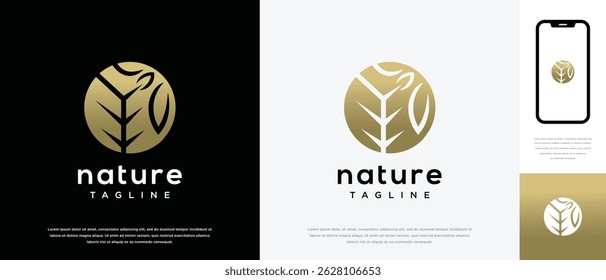Nature leaf green logo design. Nature leaf logo template. Nature logo symbol icon