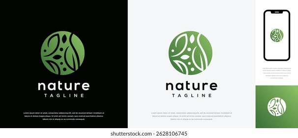 Nature leaf green logo design. Nature leaf logo template. Nature logo symbol icon