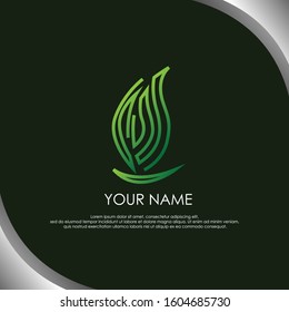 nature leaf green  logo for your company or  business natural vector line illustration abstract flora 