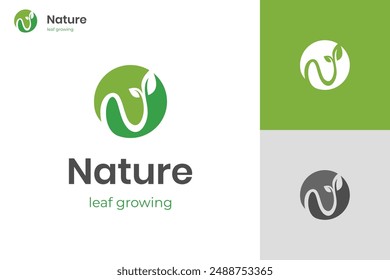 Diseño de logotipo de hoja de Naturaleza. Esfera de hoja verde o idea de diseño de tierra verde. El logo es para una empresa que busca el mundo verde, el cuidado verde y la naturaleza