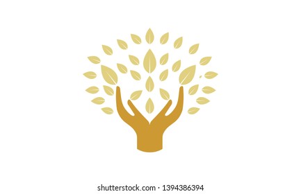 Nature leaf  in hand logo 