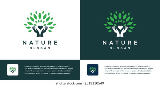 Nature leaf hand logo design inspiration	