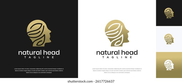 Nature leaf head logo design. Nature head logo template. Head logo symbol icon