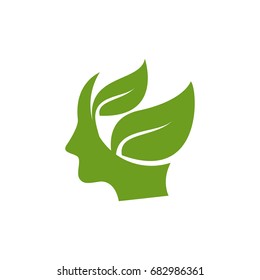 nature leaf head logo template