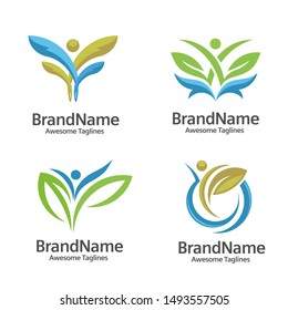 nature leaf health fit logo vector concepts, Healthcare vector logo concept illustration