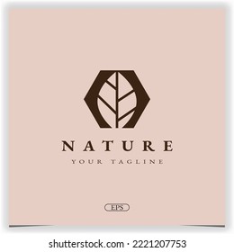 nature leaf hexagon logo premium elegant template vector eps 10