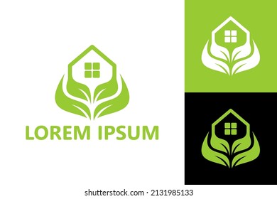 nature leaf house logo template design vector