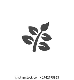 Nature Leaf Icon Isolated on Black and White Vector Graphic