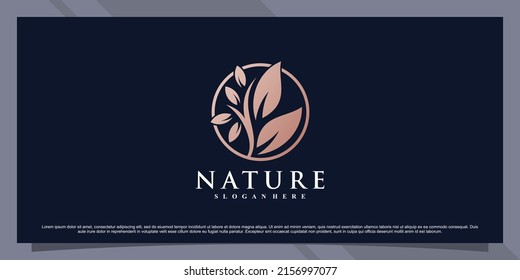Nature or leaf icon logo template with circle concept