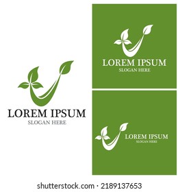 Nature leaf icon and symbol template vector