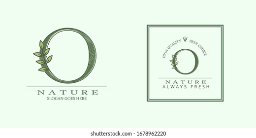 Nature Leaf Initial O Letter Logo,  Vector design concept botinical for business indentity