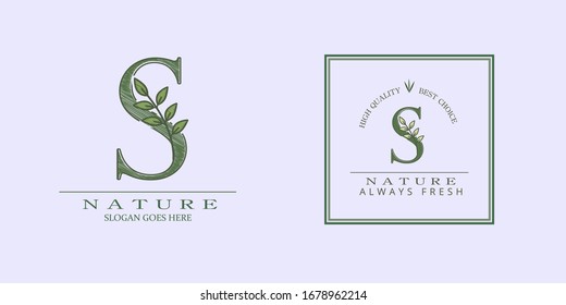 Nature Leaf Initial R Letter Logo,  Vector design concept botinical for business indentity