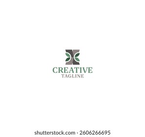 Nature Leaf Inspired Letter X or H Logo Design with white background. 