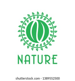 Nature leaf isolated on white background logo. Letter N