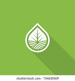 Nature leaf landscape, with water shape outside logo.