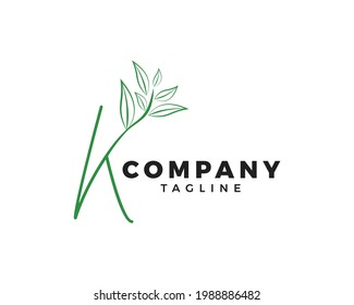 Nature Leaf Letter K Vector Logo Template