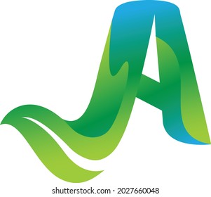 Hoja de la Naturaleza Diseño del logotipo de una carta.  hoja de naturaleza en signo de carta