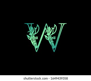 Nature Leaf Letter W Logo. W Letter Design Vector with Green Colors and Floral Hand Drawn.