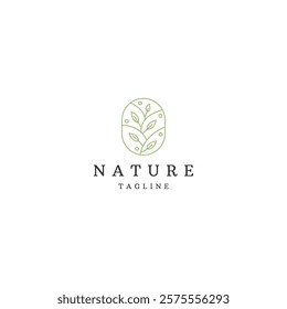 Nature leaf  line art logo icon design template flat vector 