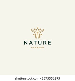 Nature leaf  line art logo icon design template flat vector 