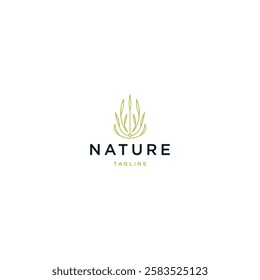 Nature leaf with line art style logo icon design template flat vector