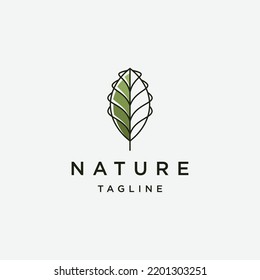 Nature leaf line logo design template flat vector