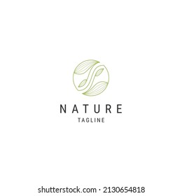 Plantilla de diseño de icono de la línea de la naturaleza para vector plano