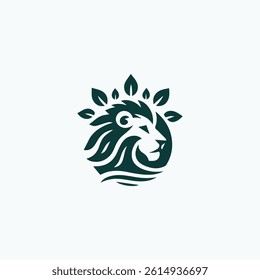 Nature Leaf Lion Logo for sale.