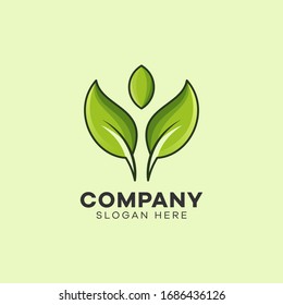 Vector de signos creativos de plantilla con logotipo de hoja natural