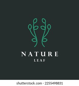 Nature Leaf Logo Design with Abstract Lines Shapes Inside.