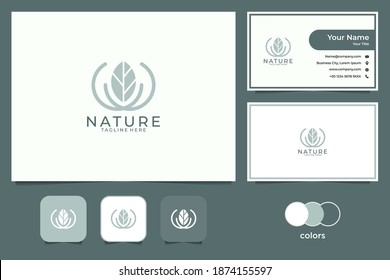 nature with leaf logo design and business card