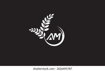 Nature and leaf logo design by AM letter